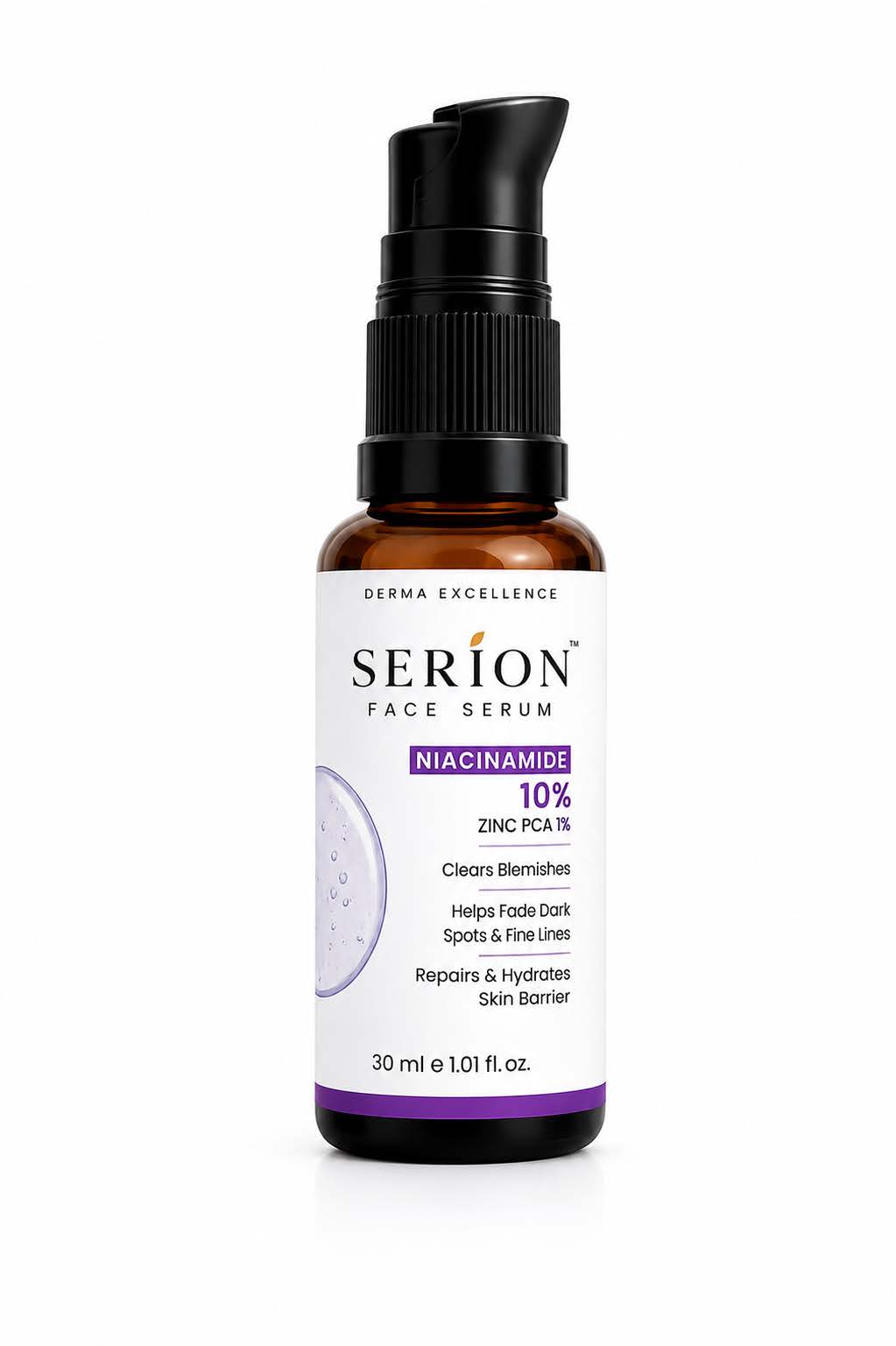 SERION 10% Niacinamide Face Serum 30 ml amber glass bottle for acne marks and oil control
