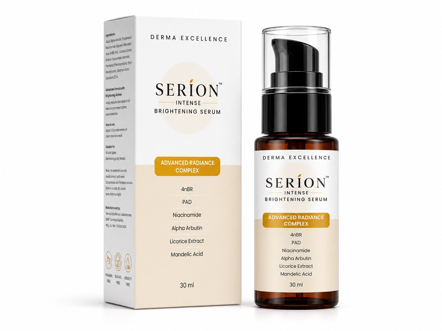 SERION Advanced Radiance Complex ingredient benefits graphic